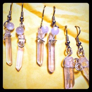 Crystal earrings wrapped in sterling silver